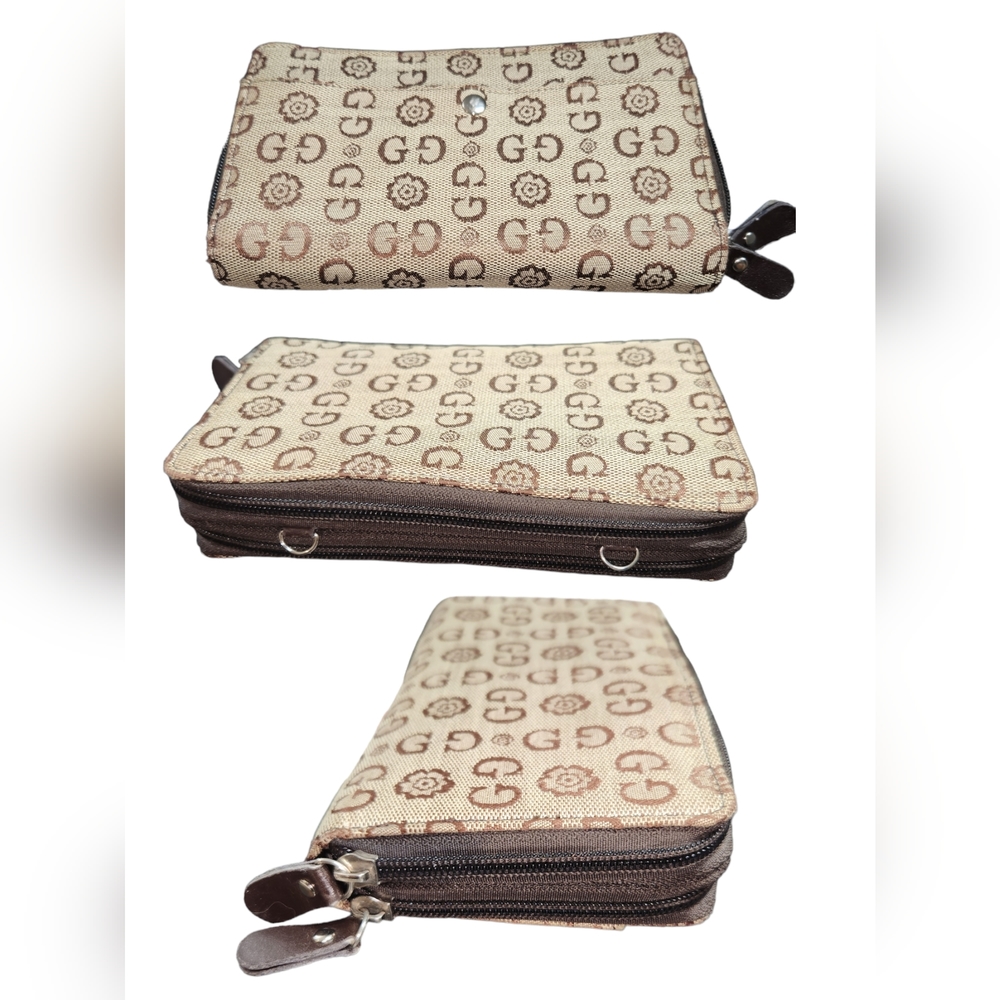 GG purse leather brown with card holders